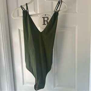 NWOT JCrew Super-Strappy V-Neck One-Piece Swimsuit Green